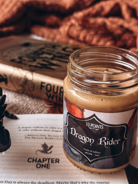 DRAGON RIDER -  Fourth Wing Inspired soy candle [ Scent: Cedar & Saffron ]