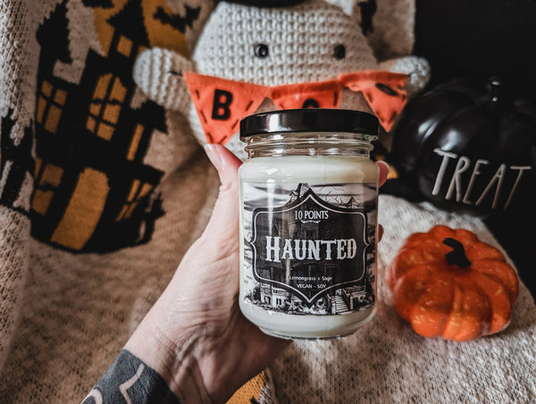 HAUNTED -  soy candle [ Scent: Lemongrass + Sage ]