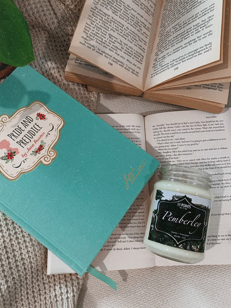 Pemberley - Pride and Prejudice Inspired Soy Candle Scent Notes: Vanilla + Frangipani