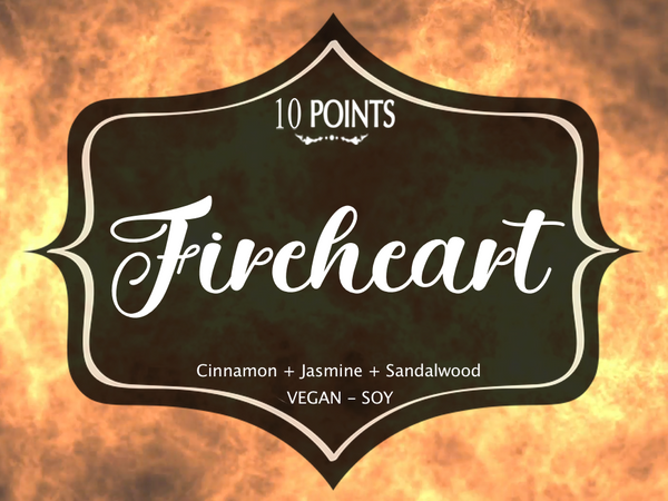 Fireheart - Book Inspired Soy Candle Scent Notes: Cinnamon, Jasmine & Sandalwood