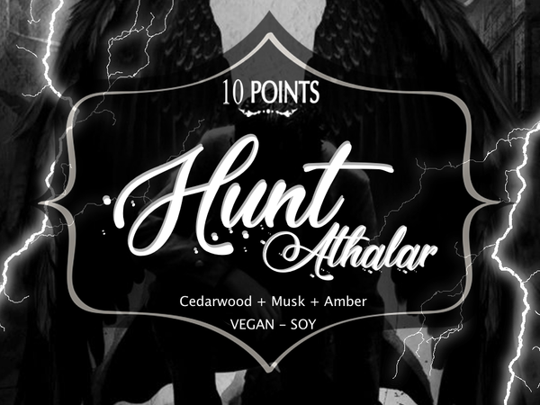 Hunt Athalar - Book Inspired Soy Candle  Scent Notes: Cedarwood, Musk & Amber