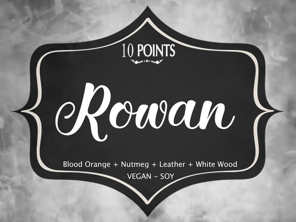 Rowan - Book Inspired Soy Candle Scent Notes: Blood Orange, Nutmeg, Leather & White Wood