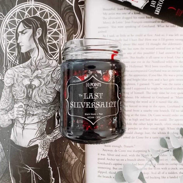 The Last Silversaint  soy candle Scent Notes: Black Musk n Pear