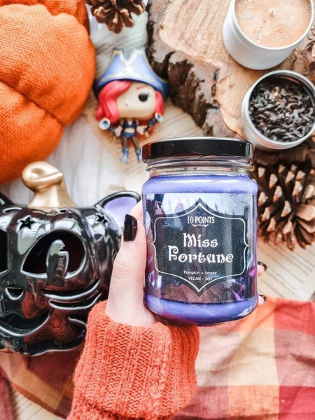 Miss Fortune Soy Candle  Scent Notes: Pumkin smoke.