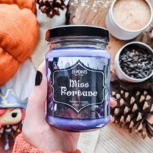 Miss Fortune Soy Candle  Scent Notes: Pumkin smoke.